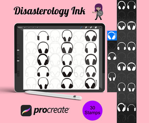 Headphones Set 1 Procreate Brush Stamps, 30 Earphones