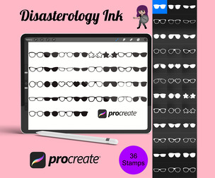 Facial Glasses Set 3 Procreate Brush Stamps, 36 Pairs of Glasses