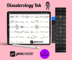 Ornate Border Swirls Set 1 Procreate Brush Stamps, 43 Swirls
