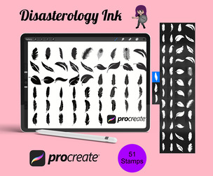 Feathers Set 5 Procreate Brush Stamps, 51 Feather Stamps