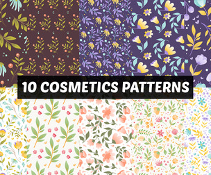 10 Botanical Seamless Patterns Featuring, Floral Creative, Illustration hand-drawn, EPS file