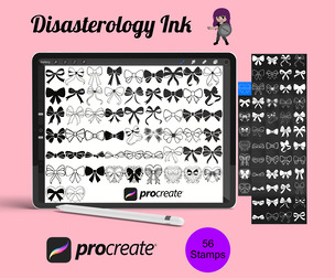 Ribbon Bows Set 6 Procreate Brush Stamps, 56 Bows