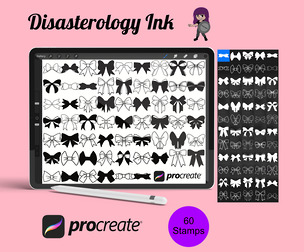 Ribbon Bows Set 5 Procreate Brush Stamps, 60 Bows
