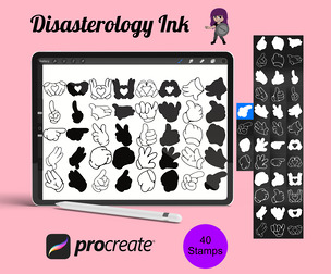 Cartoon Hand Gloves Set 1 Procreate Brush Stamps, 40 Cartoon Hand Stamps