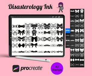 Ribbon Bows Set 4 Procreate Brush Stamps, 40 Bows
