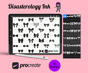 Ribbon Bows Set 3 Procreate Brush Stamps, 60 Bows