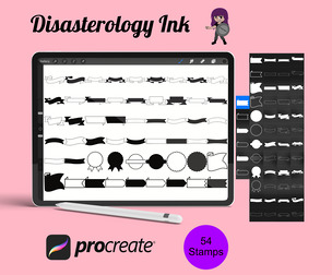Ribbon Banners Set 4 Procreate Brush Stamps, 54 Banner Stamps