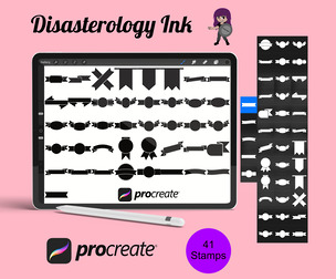 Ribbon Banners Set 3 Procreate Brush Stamps, 41 Banner Stamps