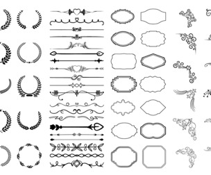 Ornamental Vector Elements, Frames, Flourishes, Arrows, Laurel, Wreaths, Minimalist, EPS File