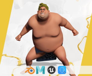 Chubby  Stylized Wrestling Warrior Ready for Fight