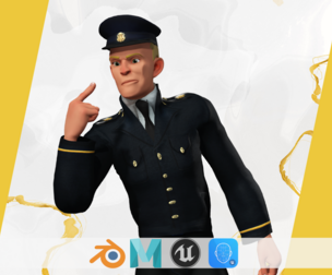Cartoon Police Officer in Uniform
