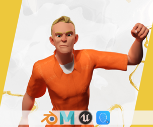 Cartoon Prisoner in Orange Jumpsuit