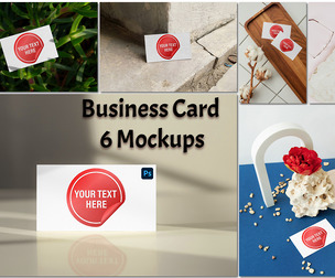 6 Business Card Mockups, Modern Stationery, Branding Corporate Identity, PSD File