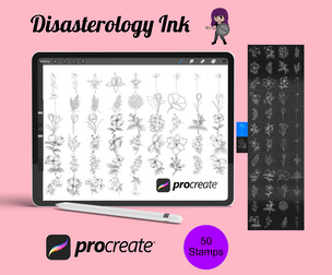 Floral Flower Set 16 Procreate Brush Stamps, 50 Floral Stamps