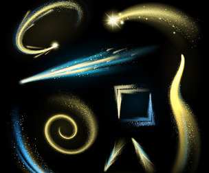 Gold glittering magic light, Abstract Shining Strokes, Glowing comets isolated, EPS File