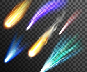 Falling multicolored meteor, Comet, Dynamic Trails, Galaxy space, Energy motion, EPS File