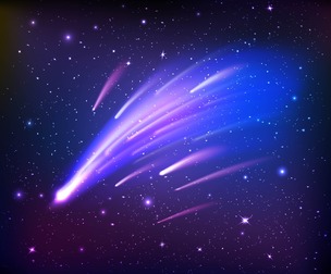 Space scene, falling comets, stars, Nebula dark sides, magical Light, Vector Illustration EPS