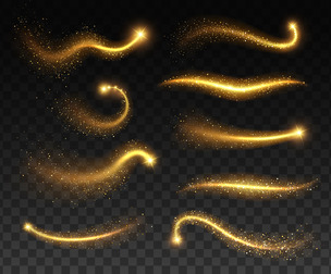 Sparks of gold stars glowing, sparkles light bright shining glitter, Christmas Vector EPS