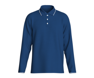 Mens Long Sleeve Pique Polo in Navy  | Marvelous | Blender
