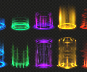 Glowing Portals, Vibrant Light Circle Effects, Sci-Fi, Futuristic Gaming Tube, Modern, EPS File
