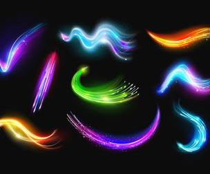 Colorful Neon Light Streaks, Light Trails, Dynamic Energy, Luminescent Swirls, Radiant, EPS Fle