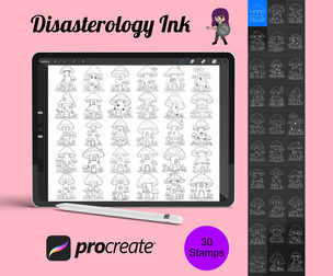Mushroom Houses Set 1 Procreate Brush Stamps, 30 Mushroom Houses