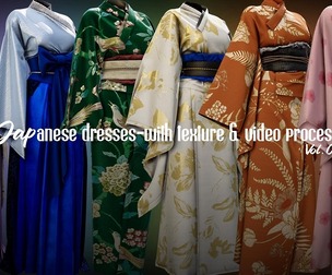Japanese dresses Bundle -vol-01|with texture +video Process\ high poly