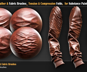 100 Cloth Leather & Fabric Brushes_ Tension & Compression Folds,Substance Painter+ Video Tutorial