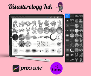 Zodiac & Moons Set 1 Procreate Brush Stamps, 40 Zodiac Moons