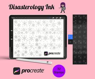Winter Snowflake Set 4 Procreate Brush Stamps, 32 Christmas Snowflakes