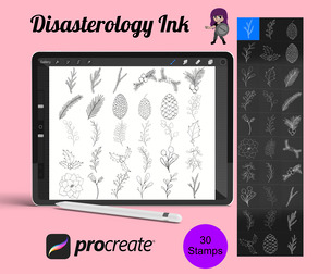 Winter Botanical Floral Set 2 Procreate Brush Stamps, 30 Botanical Flowers