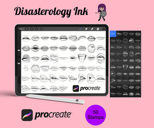 Lips Mouths Portrait Builder Set 3 Procreate Brush Stamp, 30 Lips