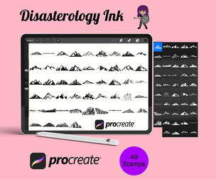 Mountain Range Set 2 Procreate Brush Stamps, 49 Mountains