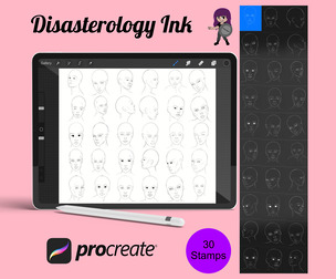 Female Human Face Set 2 Procreate Brush Stamps, 30 Faces