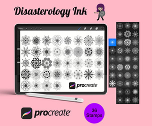 Floral Mandala Flower Set 1 Procreate Brush Stamps, 36 Floral Stamps