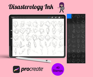 Floral Magnolia Flower Set 1 Procreate Brush Stamps, 40 Floral Stamps