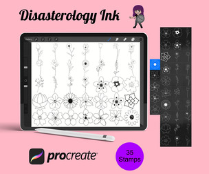 Floral Flower Set 10 Procreate Brush Stamps, 35 Floral Stamps