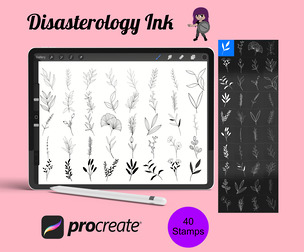 Floral Flower Set 9 Procreate Brush Stamps, 40 Floral Stamps
