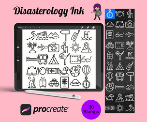 Vacation Holiday Icons Set 1 Procreate Brush Stamps, 30 Icons