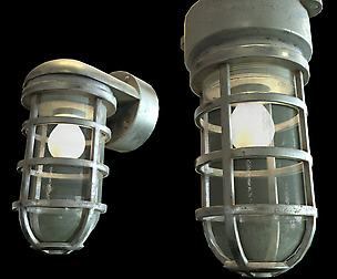 Industrial Cage Light Game Ready PBR Textures