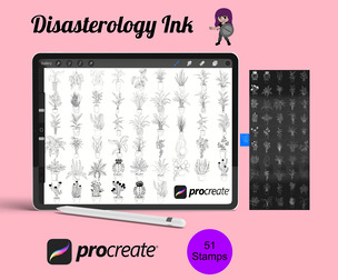 Floral Flower Potted Plant Set 1 Procreate Brush Stamps, 51 Floral Stamps