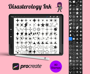 Sparkling Stars Set 11 Procreate Brush Stamps, 80 Star Stamps