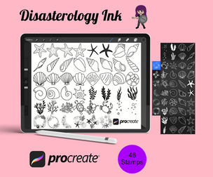 Seashells Sealife Set 1 Procreate Brush Stamps, 46 Shells