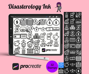 Financial Icons Set 1 Procreate Brush Stamps, 32 Icons