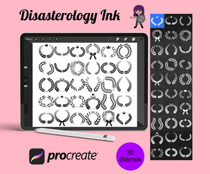 Floral Wreath Set 3 Procreate Brush Stamps, 30 Flower Wreaths