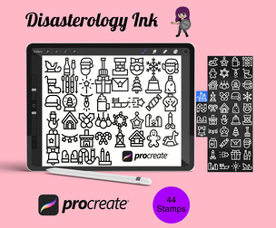 Christmas Winter Clipart Icons Procreate Brush Stamps Set 2, 44 Christmas Stamps