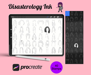 Womens Hair Fashion Set 6 Procreate Brush Stamps, 40 Hair Stamps