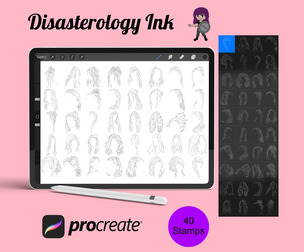 Womens Hair Fashion Set 5 Procreate Brush Stamps, 40 Hair Stamps