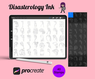 Womens Hair Fashion Set 4 Procreate Brush Stamps, 40 Hair Stamps