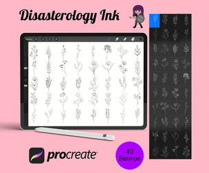 Floral Flower Set 8 Procreate Brush Stamps, 40 Floral Stamps